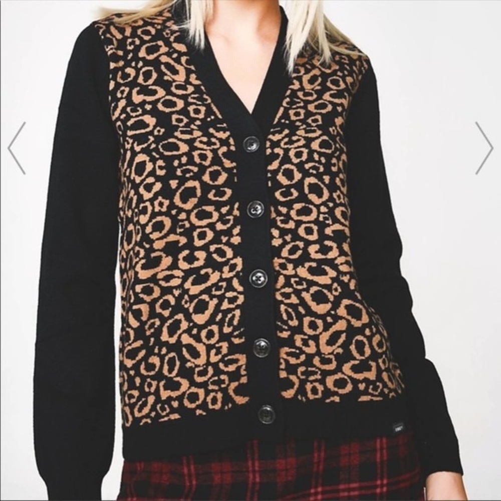 Obey Leopard Cardigan - size small